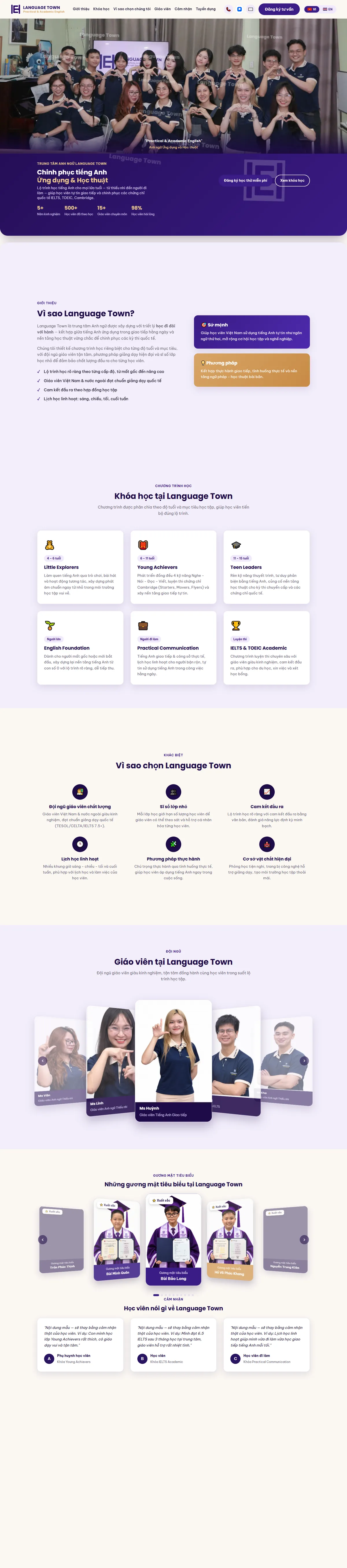 Website Language Town trên máy tính